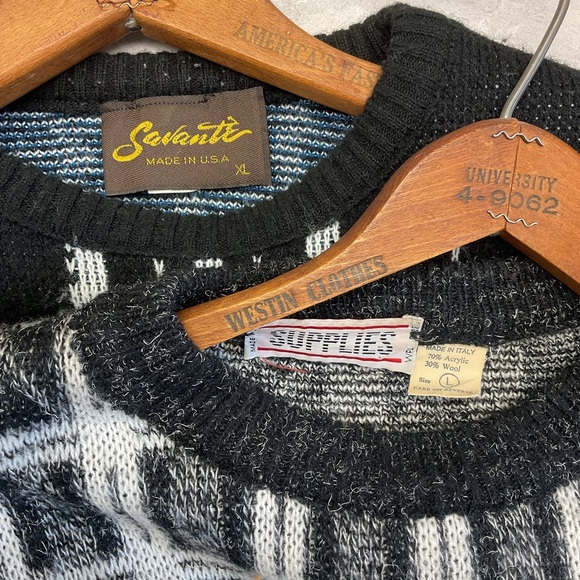 Lg/XL Mens Sweaters B&W Vtg 1990 Lot of 2 - Picture 3 of 4